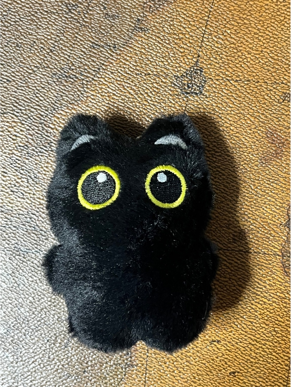 Adorable Black Furry Cat Plush Keychain Charm